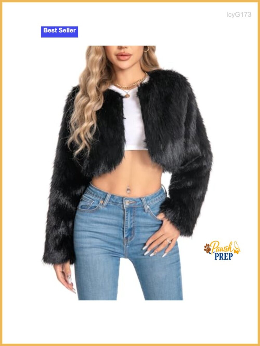 Cropped Faux Fur Coat Women Fuzzy Shaggy Jacket